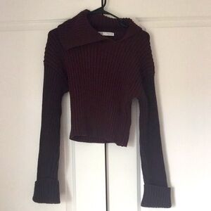 Zara Plum Color open unbalanced collar sweater- L